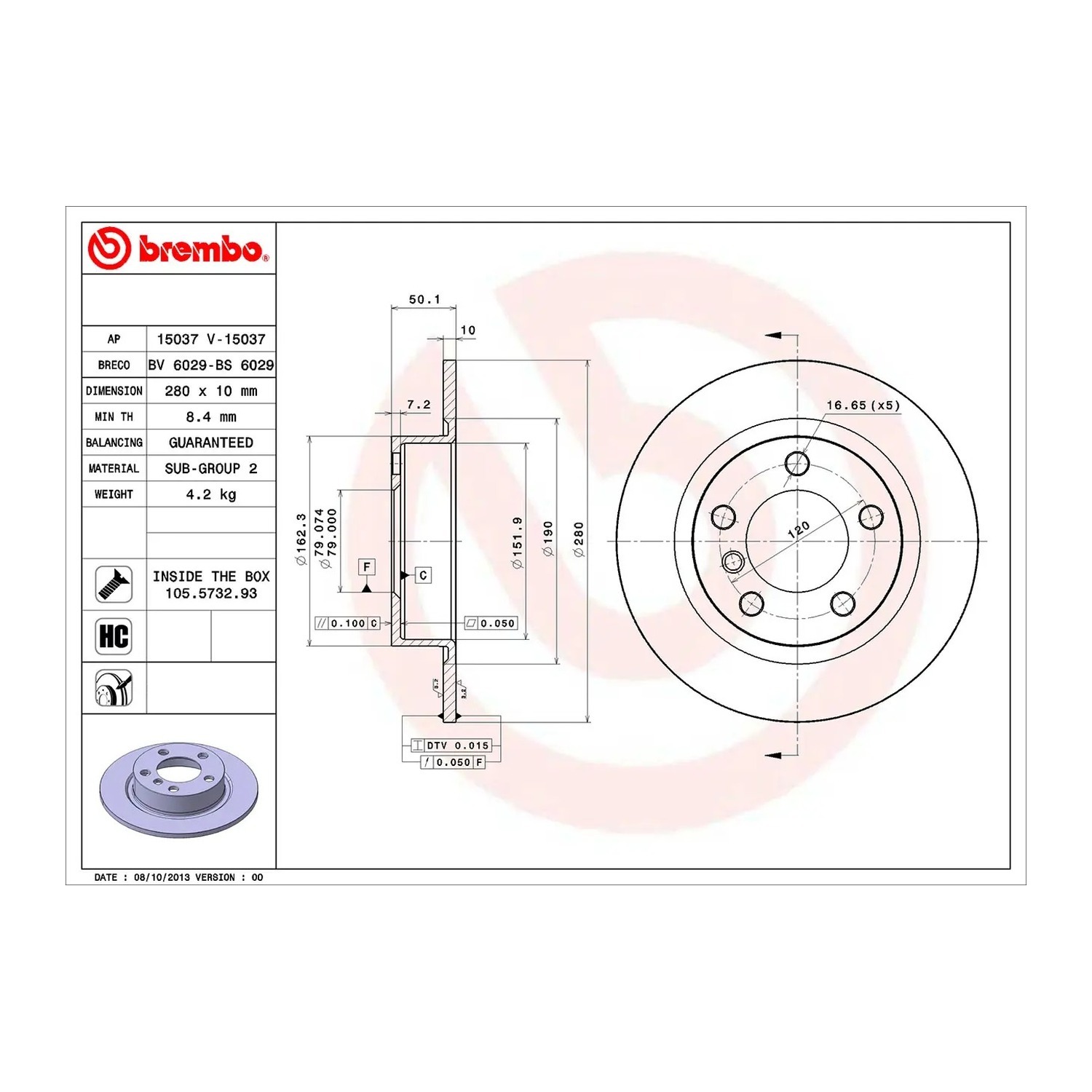 BREMBO 뒤세트 브레이크 디스크