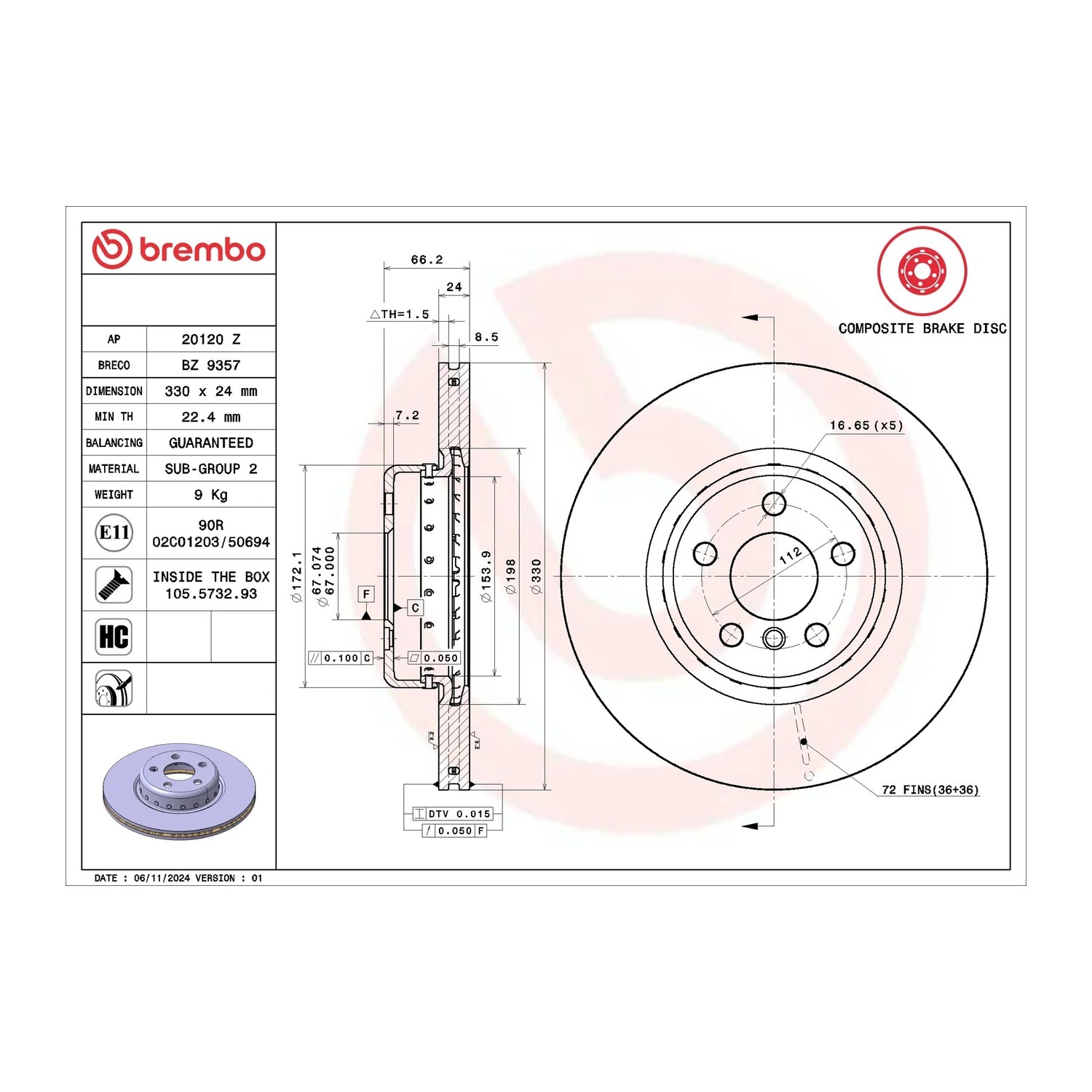 BMW Z4 G29 앞세트 브레이크 디스크 BREMBO 34116860907 43512WAA01 163c