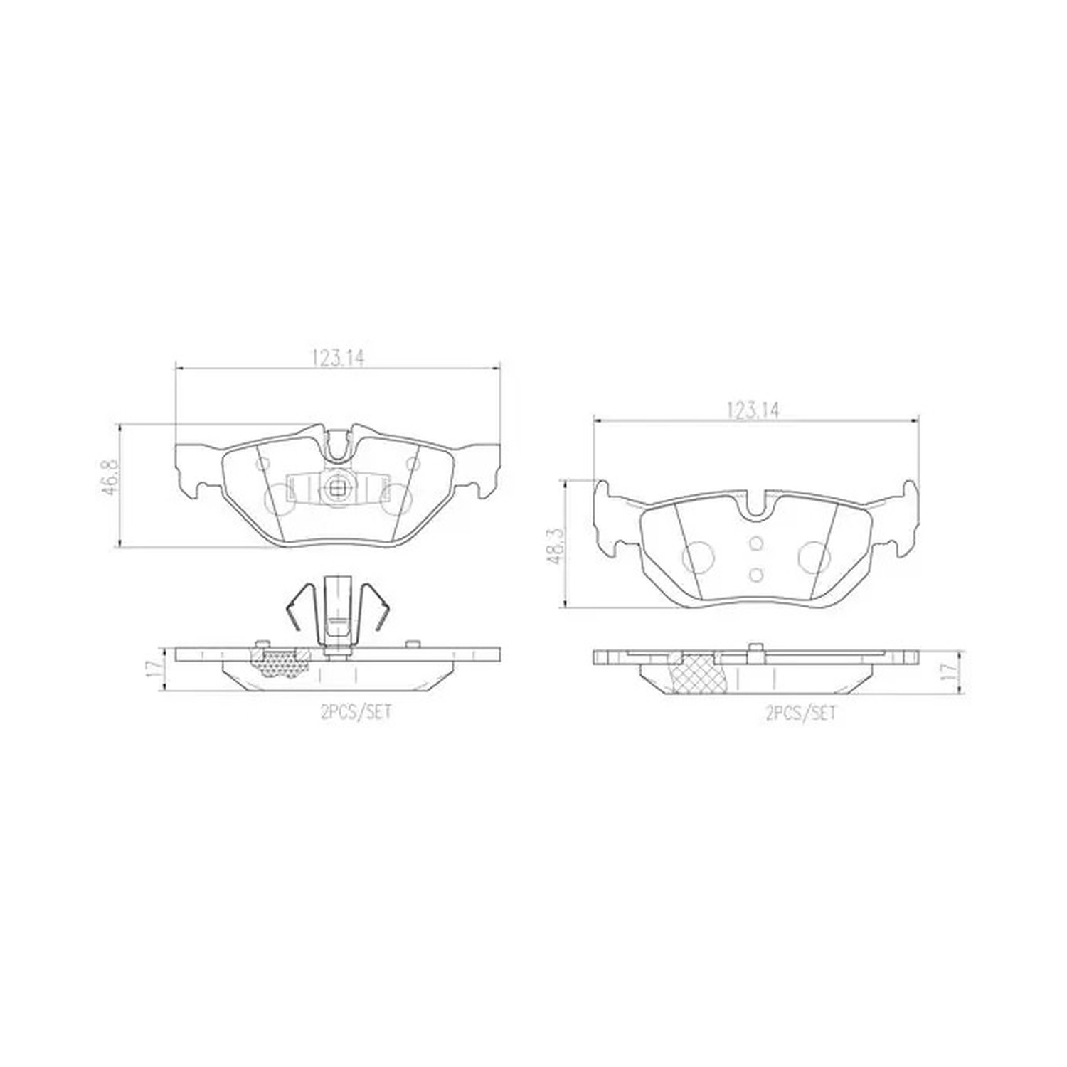 BMW 3시리즈 E90 E92 E93 뒤쪽 세라믹 브레이크 패드 BREMBO 34121288894 34212288891 34212409257 773f