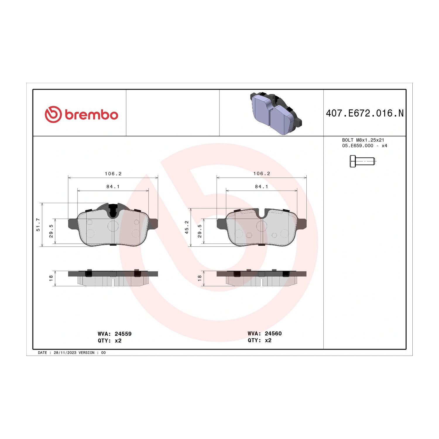 BMW Z4 28i E89 뒤쪽 세라믹 브레이크 패드 BREMBO 34216788275 3d7d
