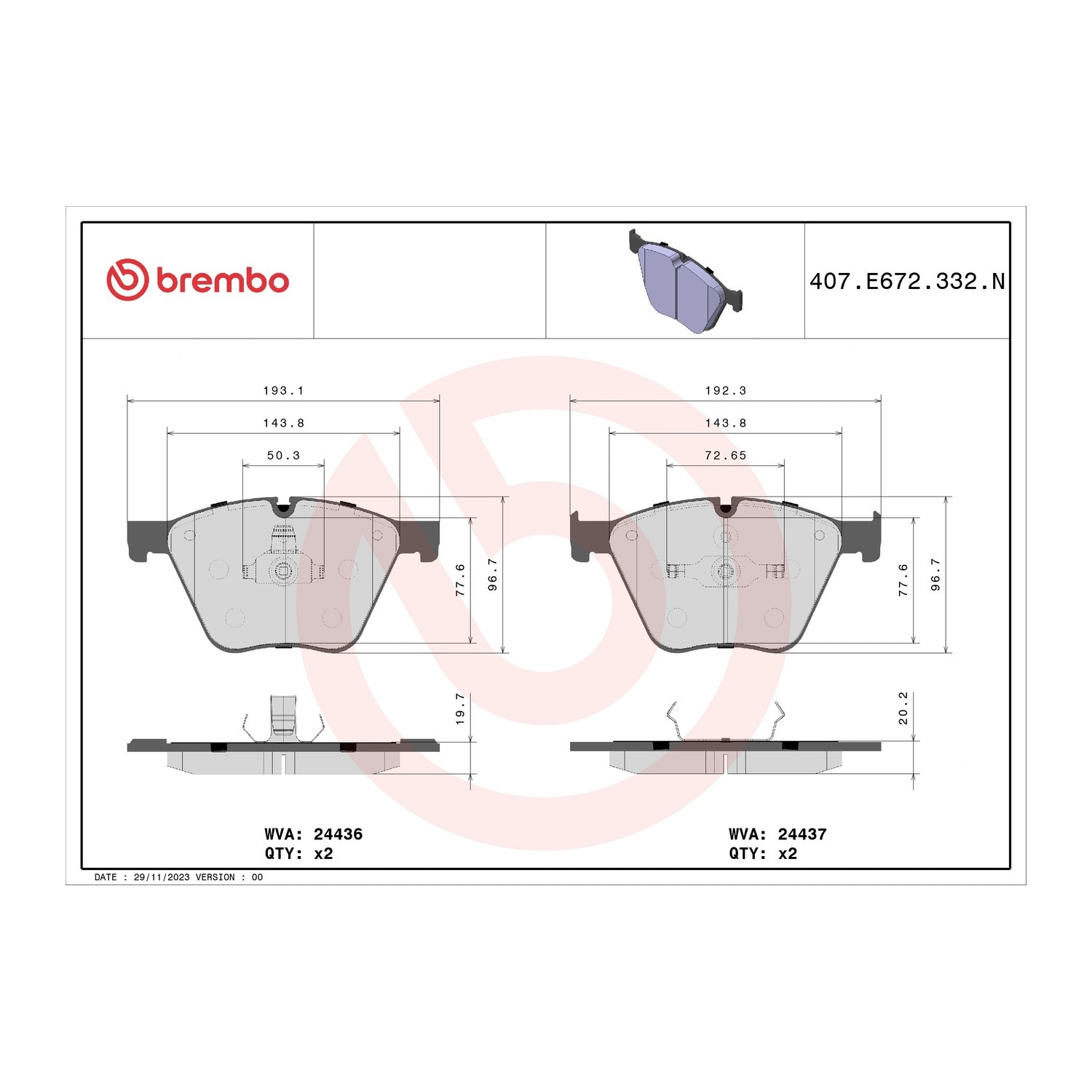 BMW 7시리즈 F01 F01.F02 앞쪽 세라믹 브레이크 패드 BREMBO 34114065325 34114071908 34116775326 2af0