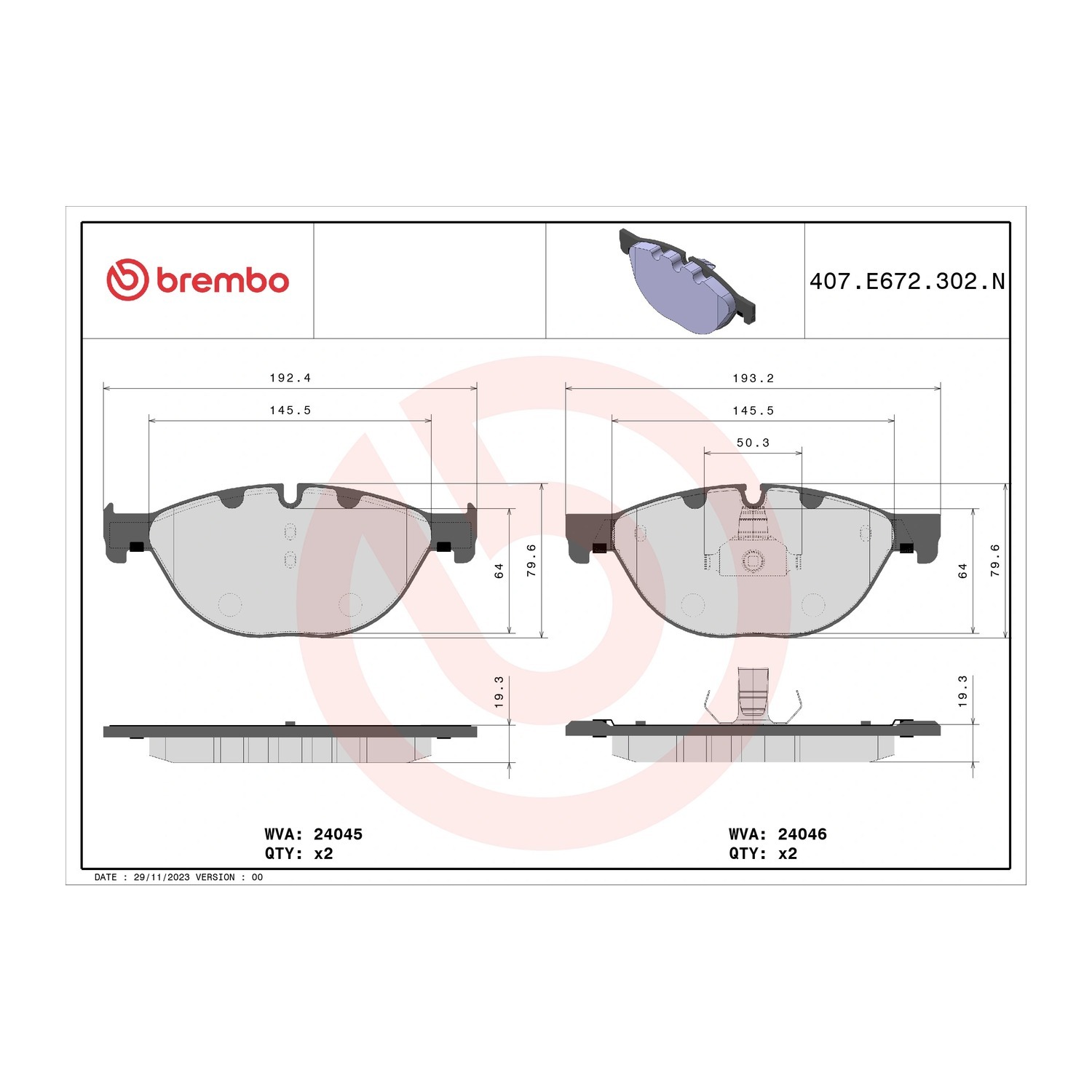 BMW 520d F07 앞쪽 세라믹 브레이크 패드 BREMBO 34116793021 34116851269 34112449267 4b6e