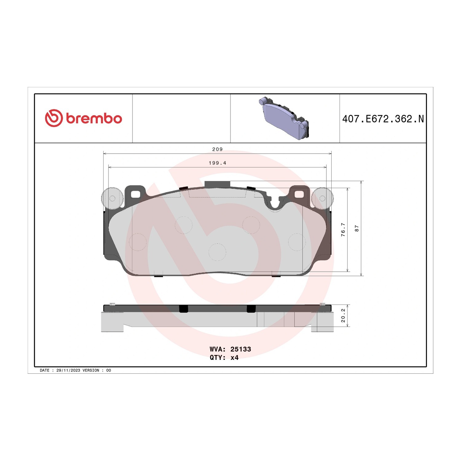 BMW 5시리즈 F10 앞쪽 세라믹 브레이크 패드 BREMBO 34119502904 34112284369 34112284371 d498