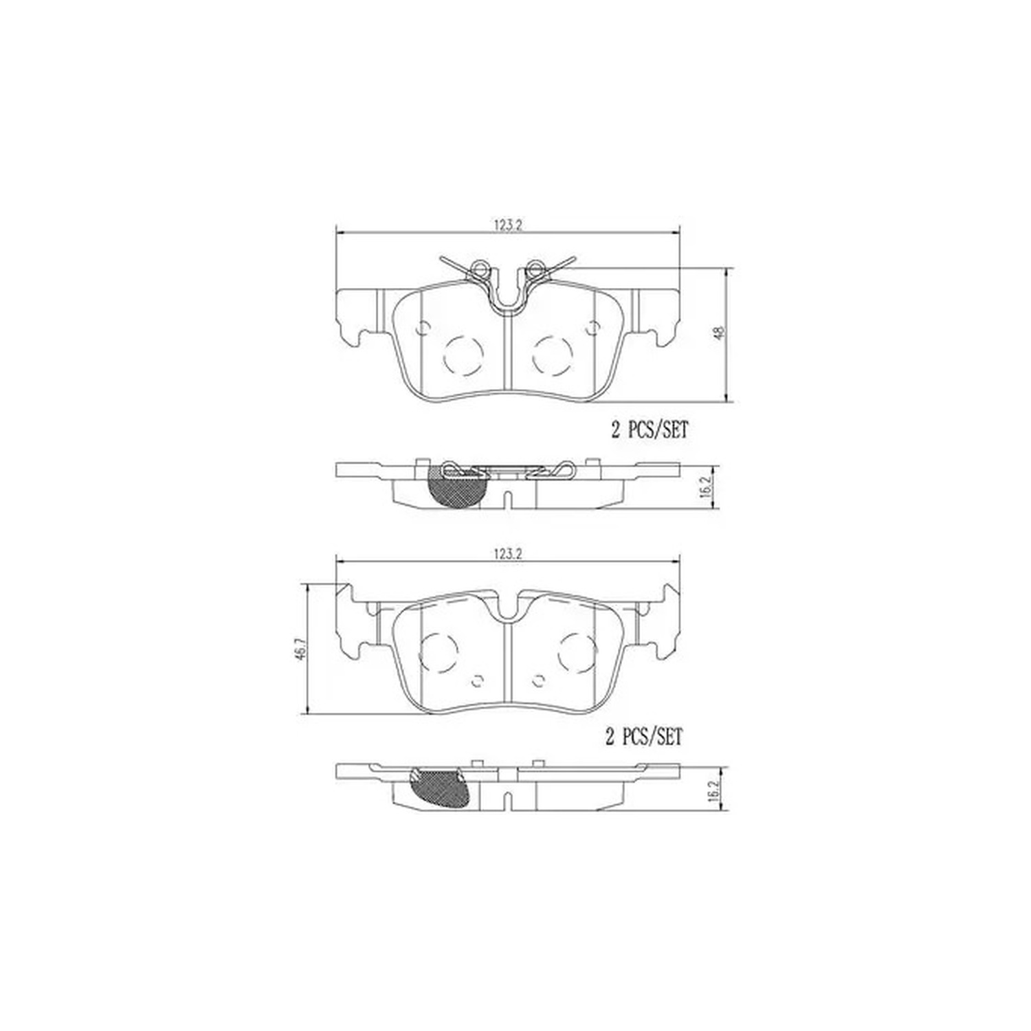 BMW 218d F46 뒤쪽 세라믹 브레이크 패드 BREMBO 34216860403 34218843651 34218867488 adee