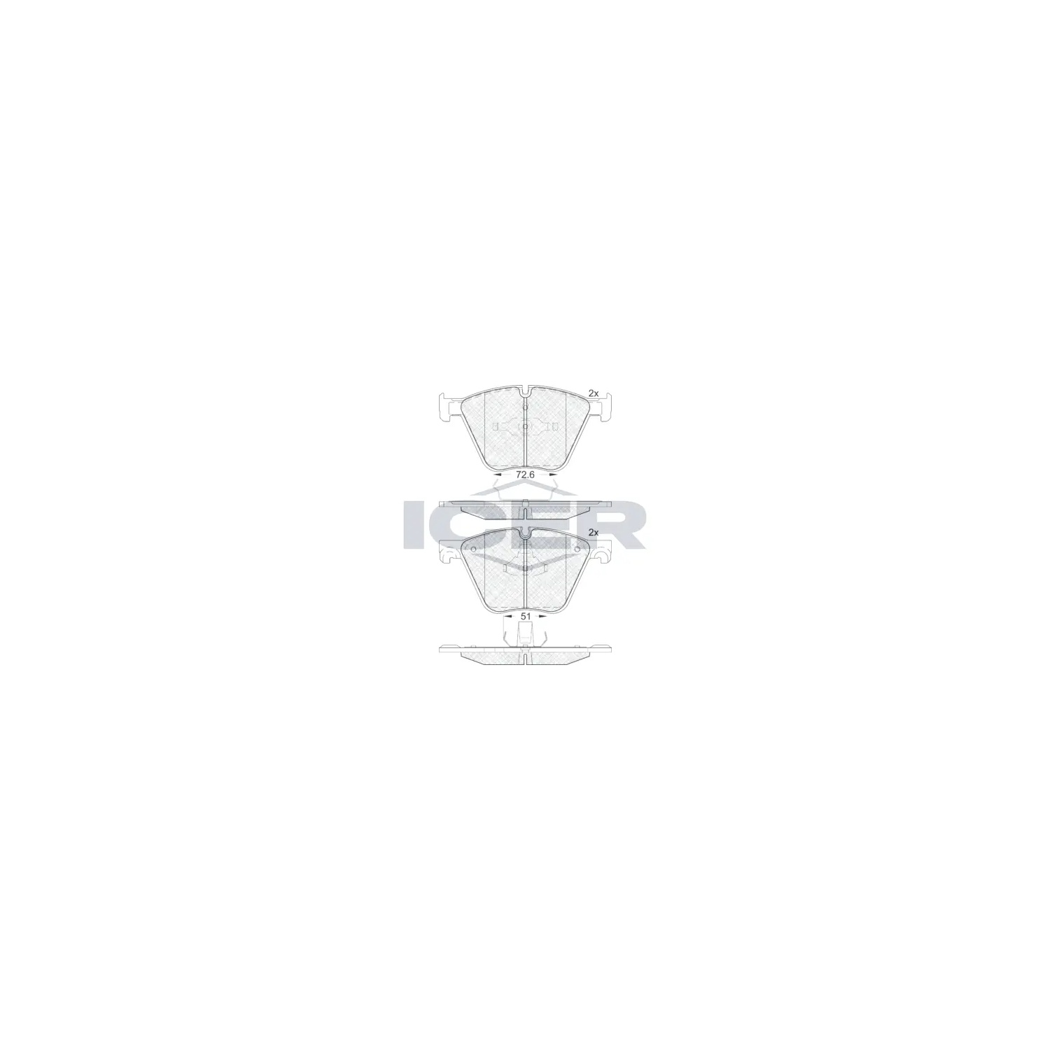BMW X6 M50d E71 앞쪽 브레이크 패드 ICER 34116783554 34116791527 34116791669 3491