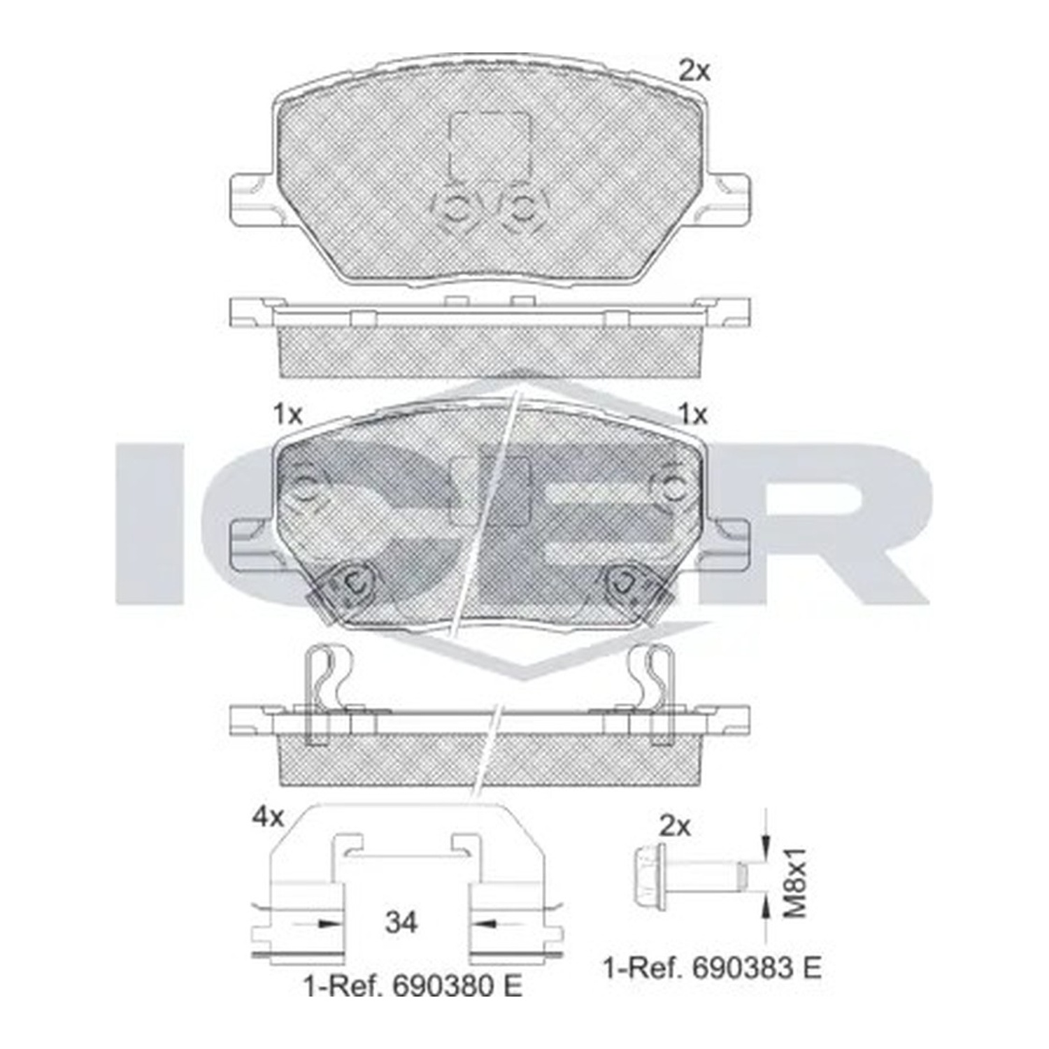BMW 320d F31 앞쪽 브레이크 패드 ICER 68299399AA 68346917AA 68346917AB 9fa6