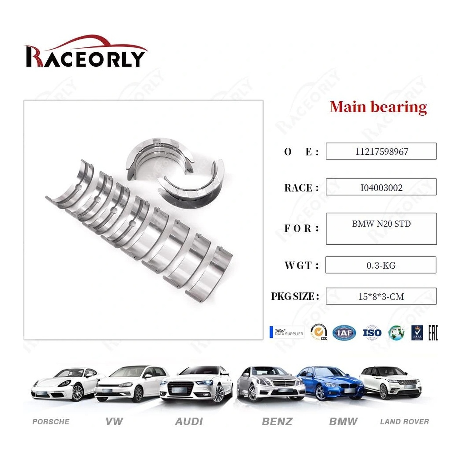 RACEORLY 크랭크 샤프트 베어링